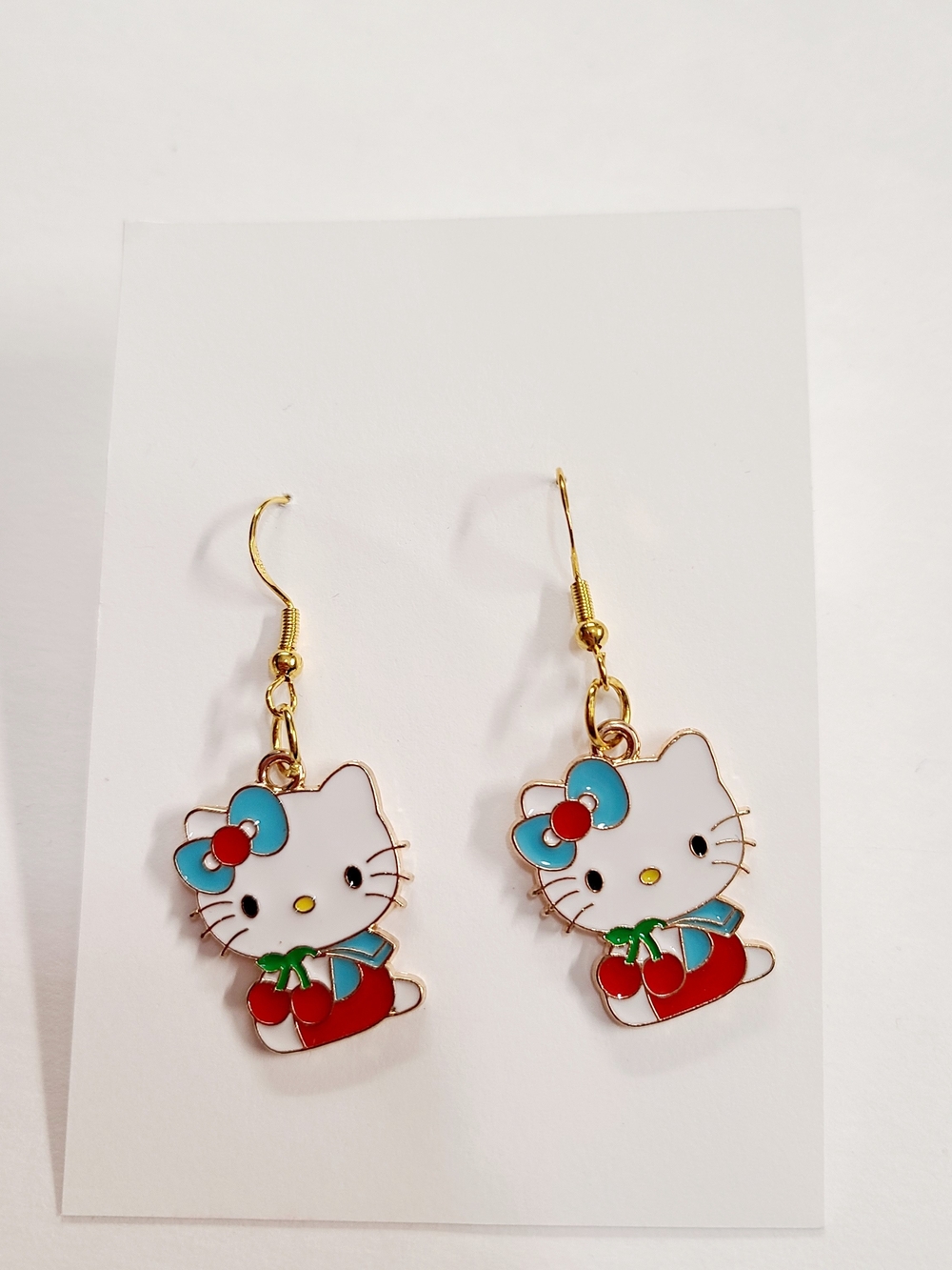 Hello Kitty White, Red & Blue Enamel Drop Earrings